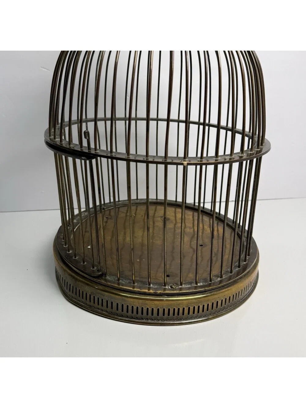 Vintage Solid Brass Birdcage Hanging Round Animal Metal Victorian Style Aviary